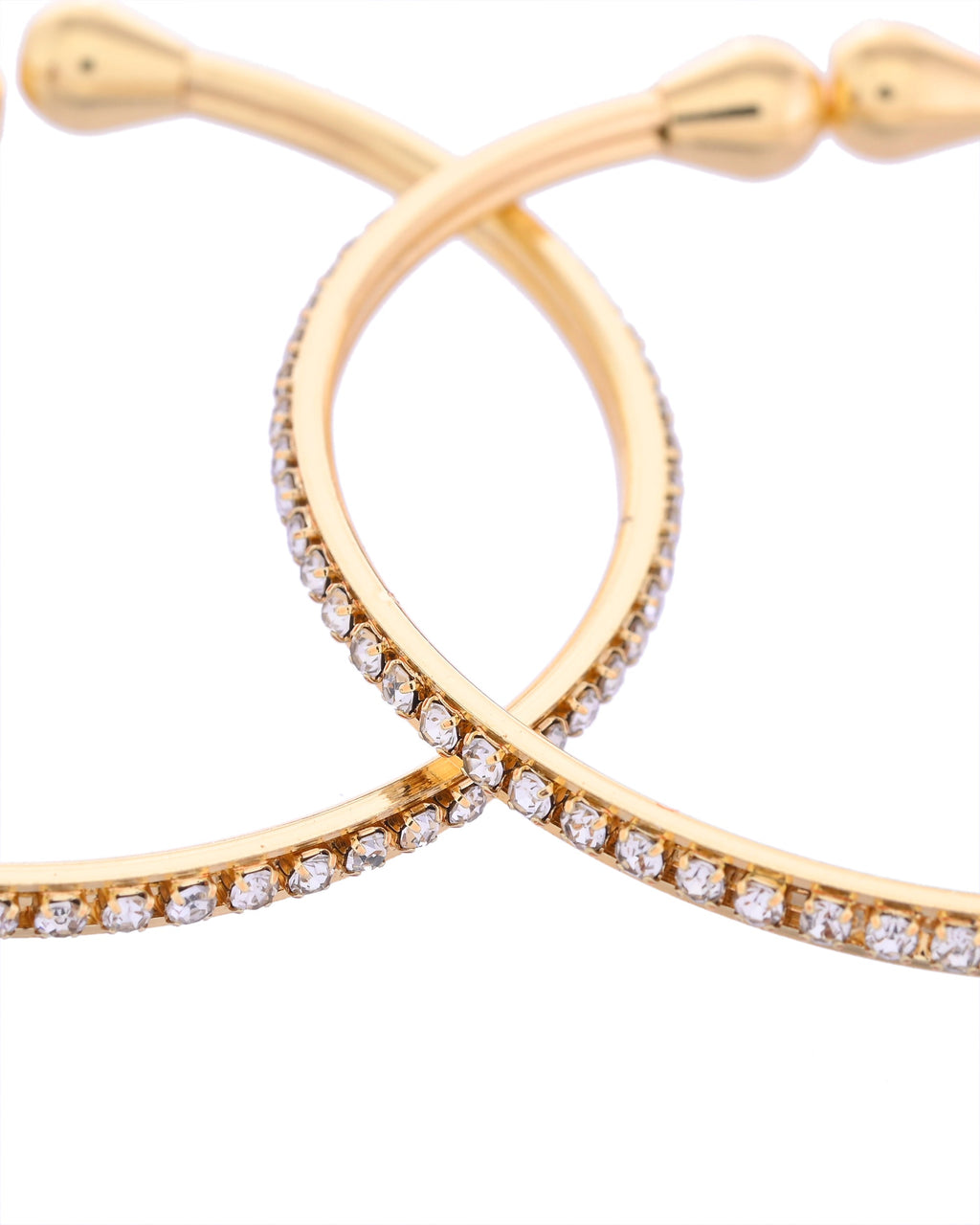 VOJ Set of 2 Gold-Polished AD Stones Studded Minimal Bangles - Distacart