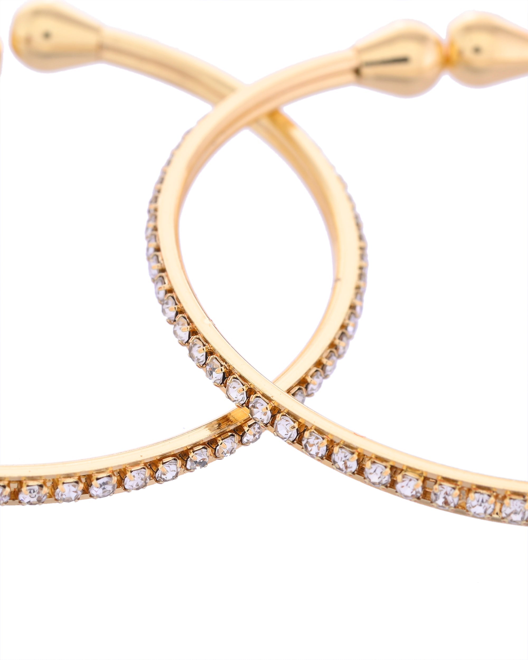 VOJ Set of 2 Gold-Polished AD Stones Studded Minimal Bangles - Distacart