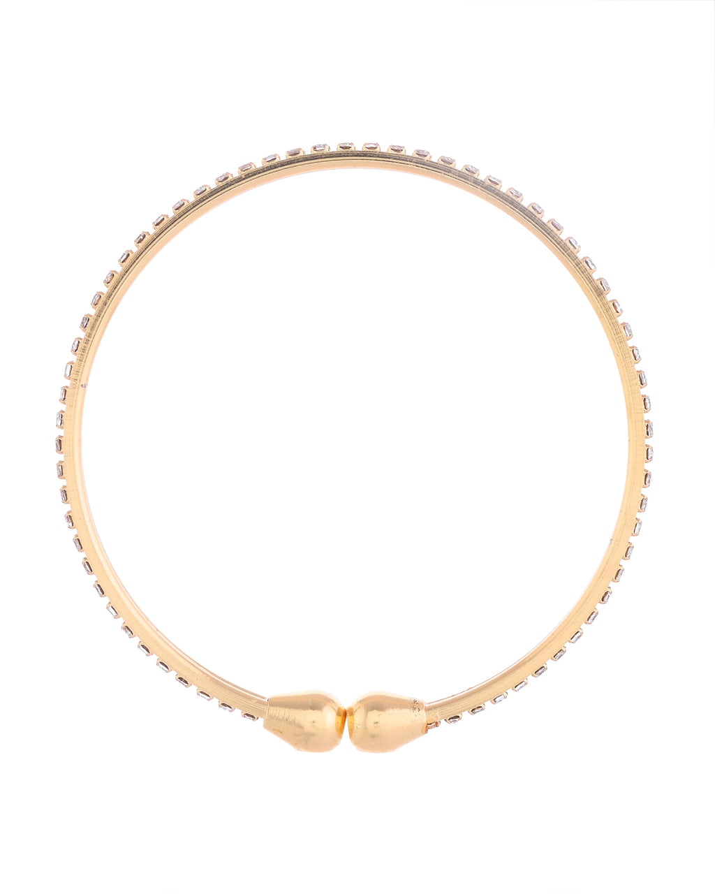 VOJ Set of 2 Gold-Polished AD Stones Studded Minimal Bangles - Distacart