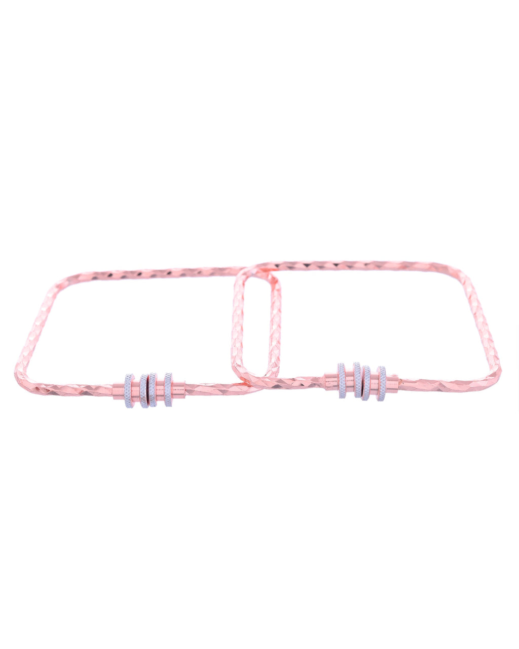 VOJ Set of 2 Rose Gold-Polished Square Shaped Bangles - Distacart
