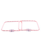 VOJ Set of 2 Rose Gold-Polished Square Shaped Bangles - Distacart