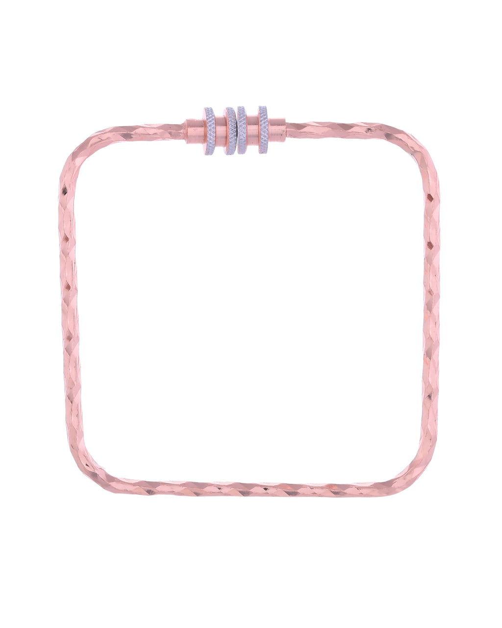 VOJ Set of 2 Rose Gold-Polished Square Shaped Bangles - Distacart