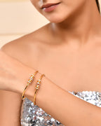 VOJ Set of 2 Gold-Polished Simple Bangles - Distacart