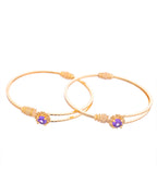 VOJ Set of 2 Gold-Polished Purple Stone Studded Bangles - Distacart