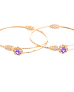 VOJ Set of 2 Gold-Polished Purple Stone Studded Bangles - Distacart