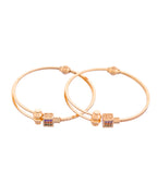 VOJ Set of 2 Gold-Polished Mutli Colour Stones Studded Square Shaped Bangles - Distacart