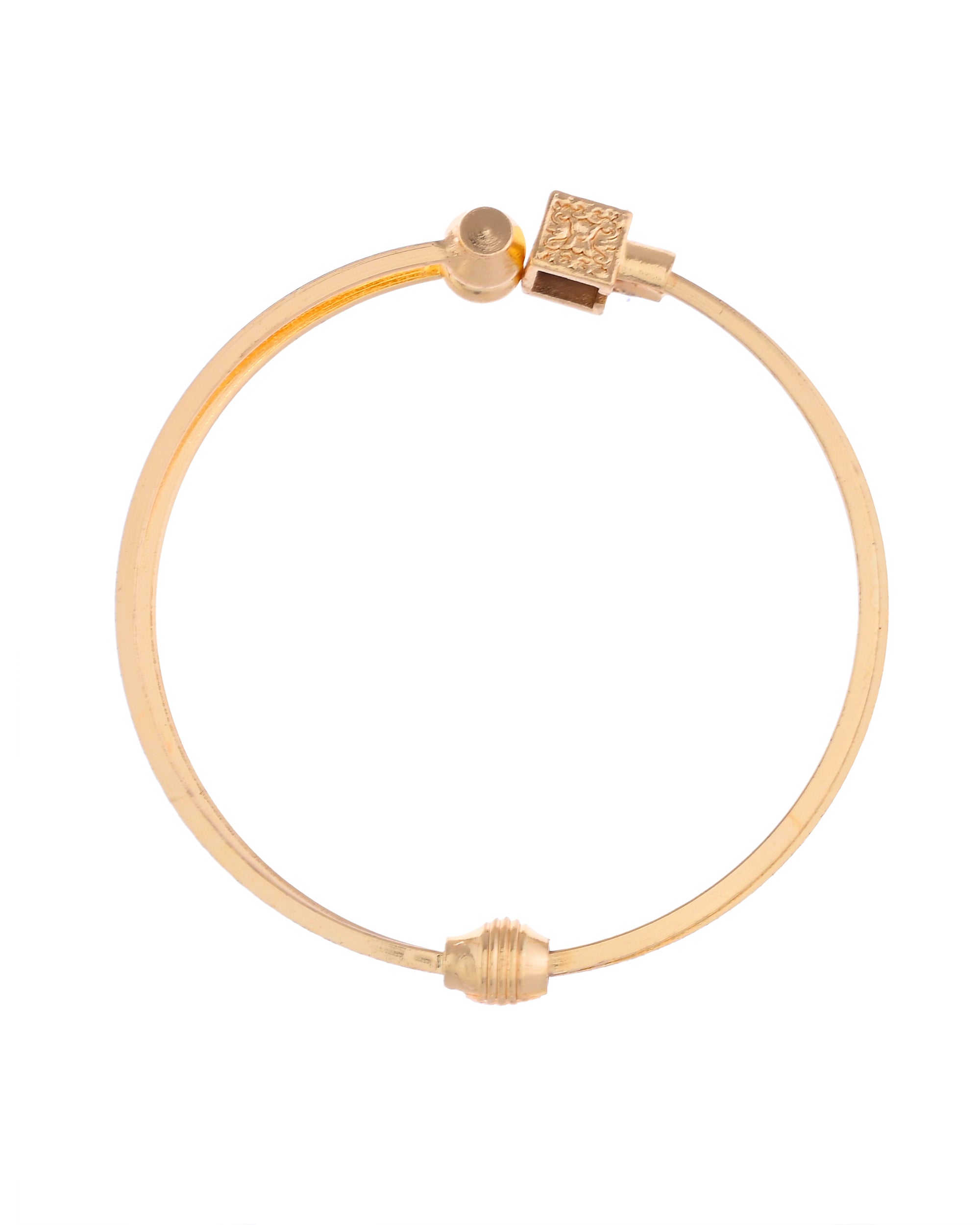 VOJ Set of 2 Gold-Polished Mutli Colour Stones Studded Square Shaped Bangles - Distacart