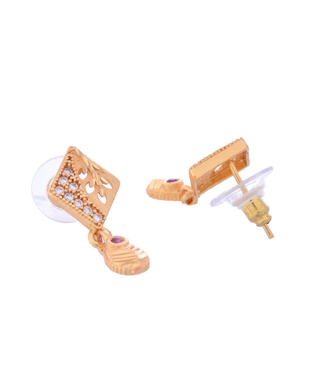 VOJ Gold-Polished Geomatrical AD Stone Studded Chain Set