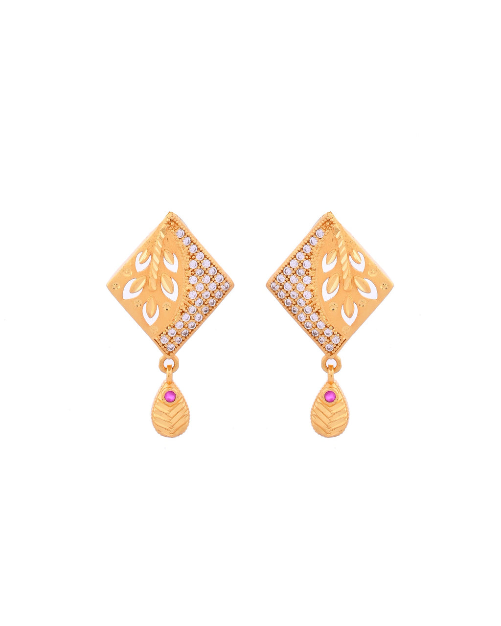 VOJ Gold-Polished Geomatrical AD Stone Studded Chain Set