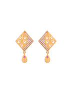 VOJ Gold-Polished Geomatrical AD Stone Studded Chain Set