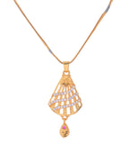 VOJ Gold-Polished Designer Shaped AD Stone Studded Chain Set