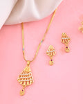 VOJ Gold-Polished Designer Shaped AD Stone Studded Chain Set