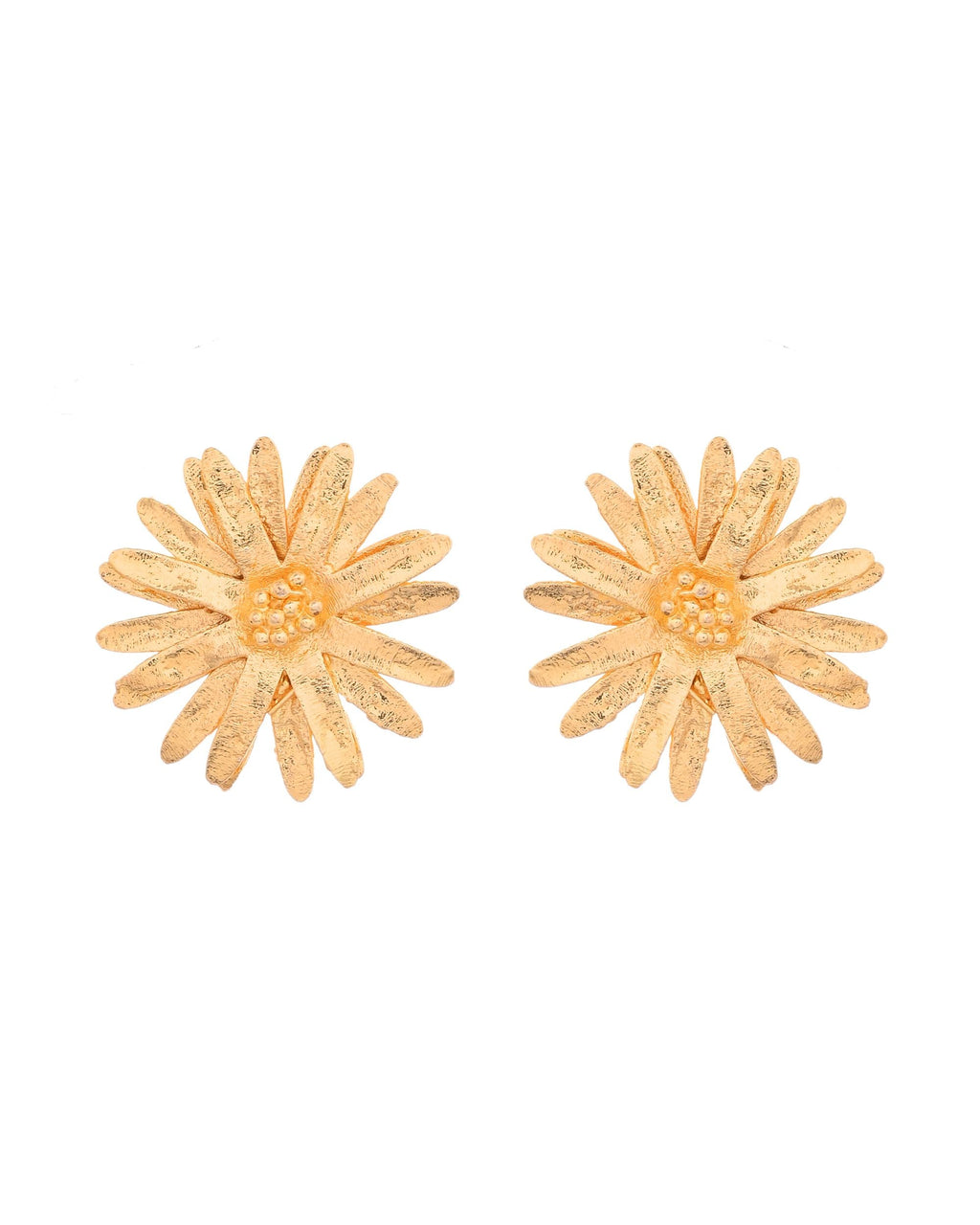 VOJ Gold Polished Anti Tarnish Elegent Floral Shaped Stud Earrings - Distacart