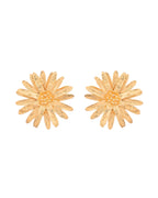 VOJ Gold Polished Anti Tarnish Elegent Floral Shaped Stud Earrings - Distacart