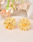 VOJ Gold Polished Anti Tarnish Elegent Floral Shaped Stud Earrings - Distacart