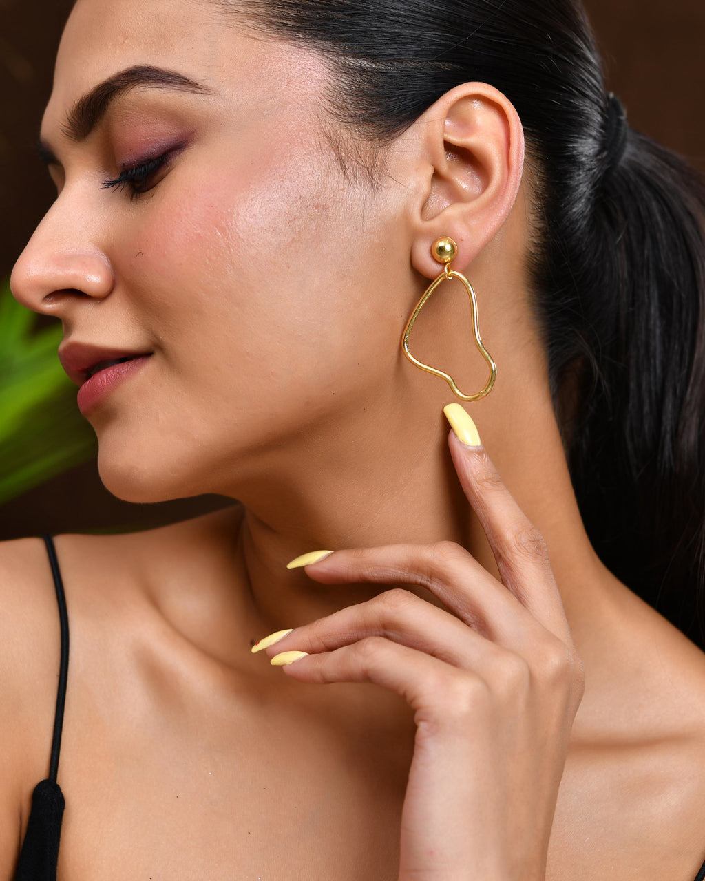 VOJ Gold Polished Anti Tarnish Designer Drop Earrings - Distacart