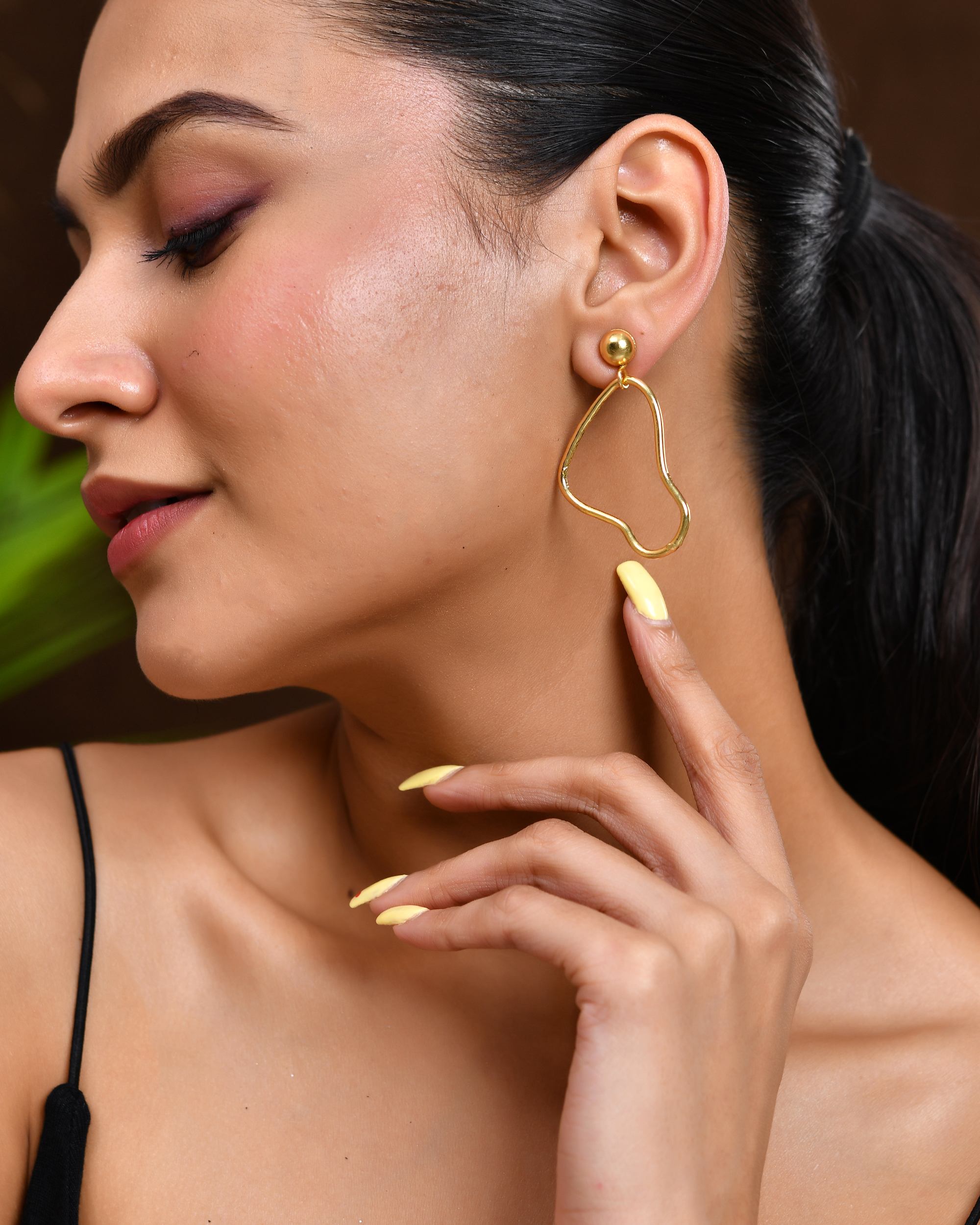 VOJ Gold Polished Anti Tarnish Designer Drop Earrings - Distacart