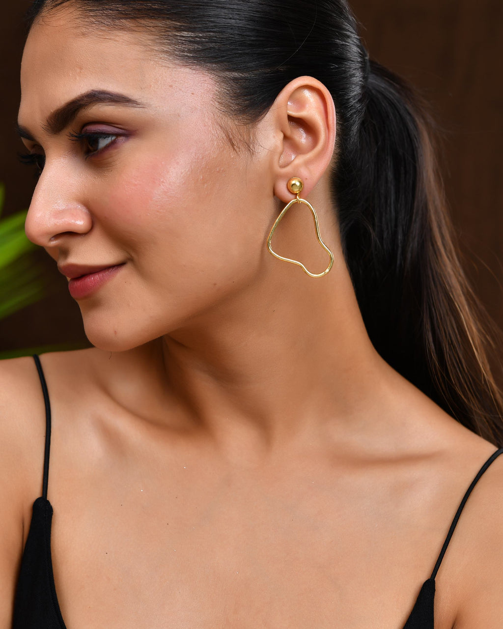 VOJ Gold Polished Anti Tarnish Designer Drop Earrings - Distacart
