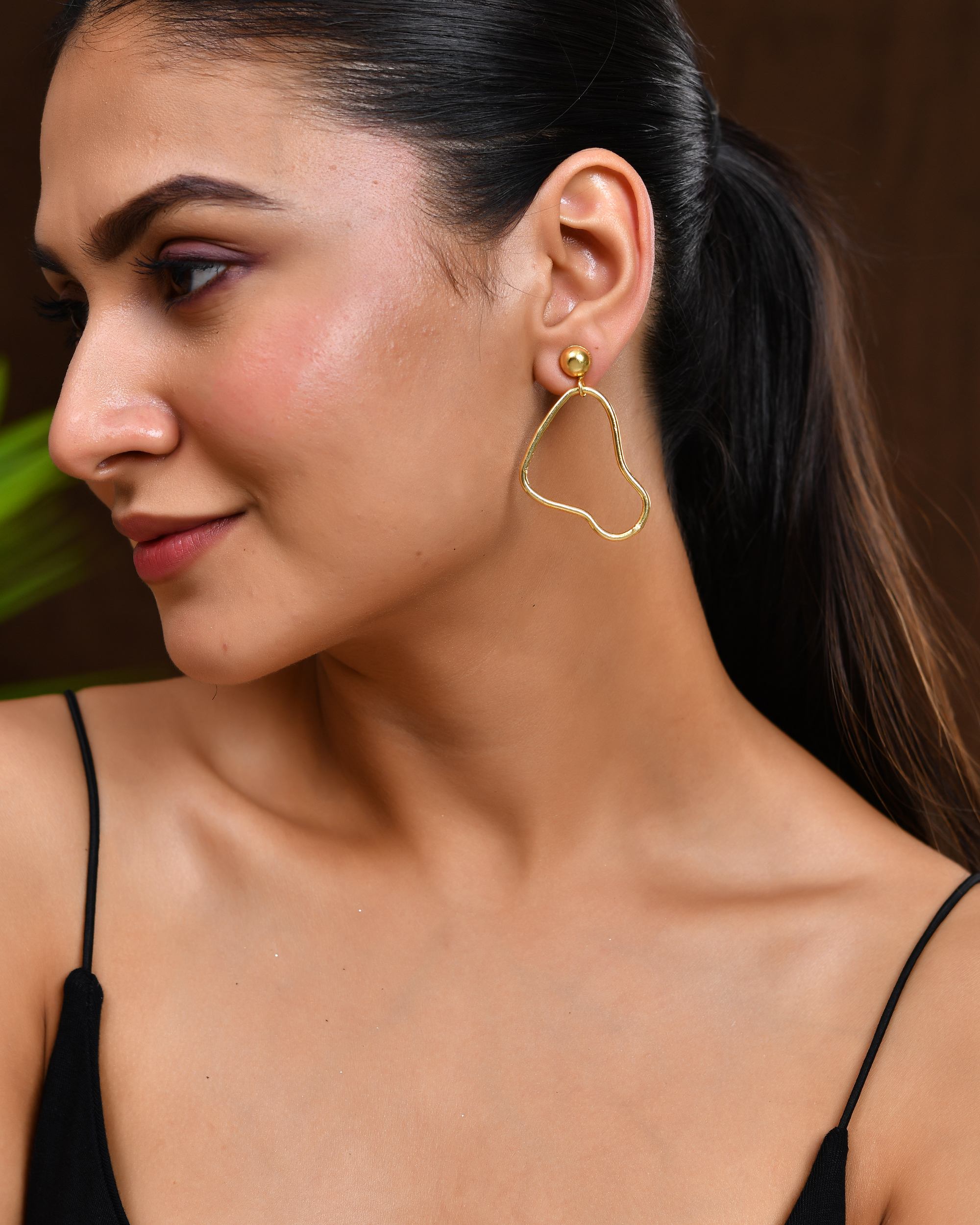 VOJ Gold Polished Anti Tarnish Designer Drop Earrings - Distacart