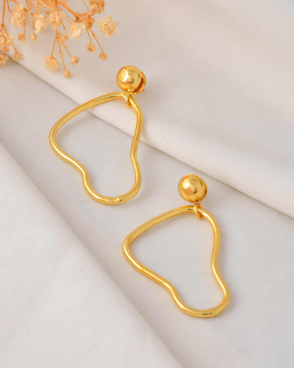 VOJ Gold Polished Anti Tarnish Designer Drop Earrings - Distacart