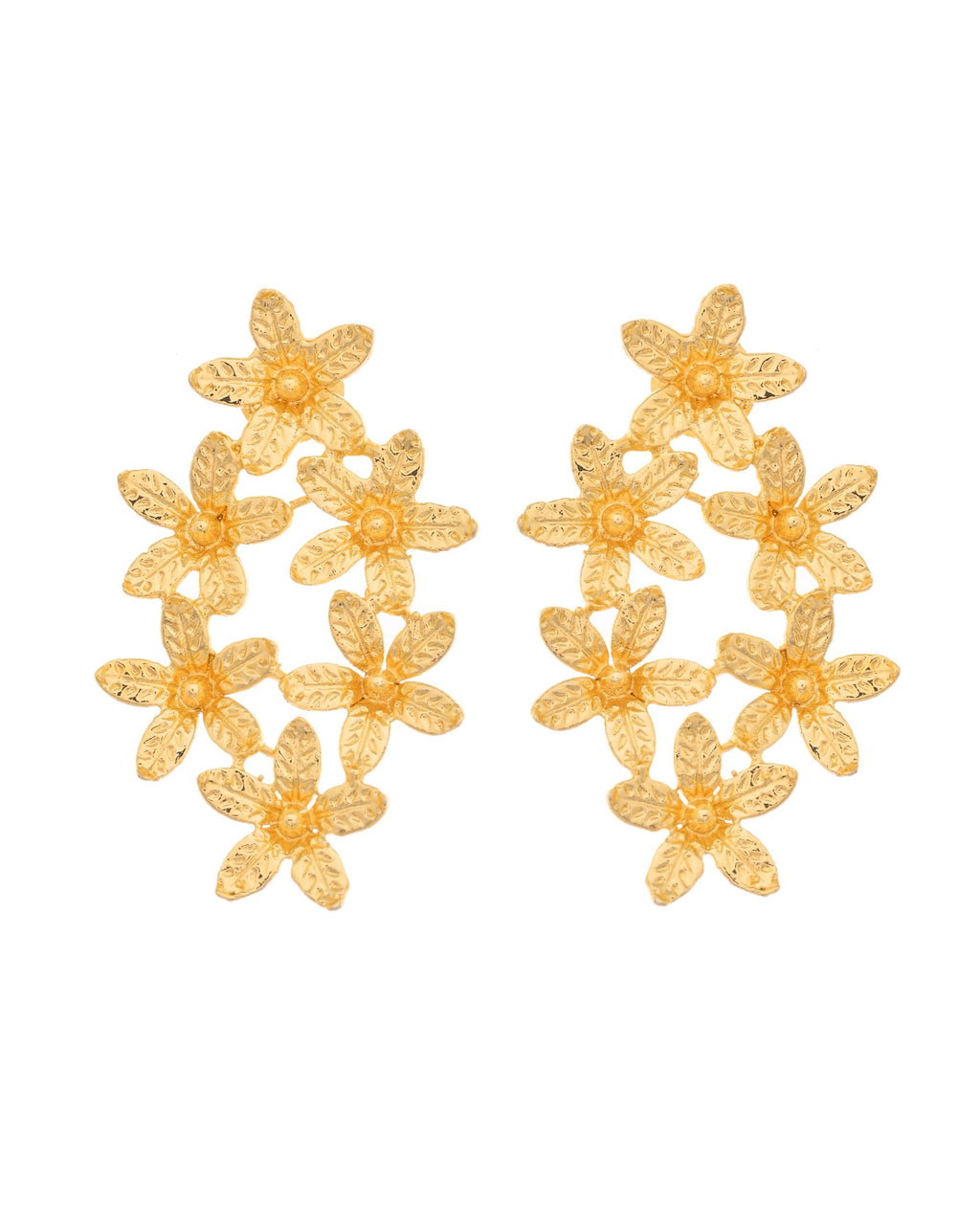 VOJ Gold Polished Floral Designer Earrings - Distacart