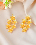 VOJ Gold Polished Floral Designer Earrings - Distacart