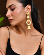 VOJ Gold Polished Designer Anti Tarnish Big Drop Earrings - Distacart