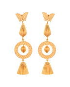 VOJ Gold Polished Designer Anti Tarnish Big Drop Earrings - Distacart