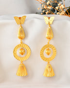 VOJ Gold Polished Designer Anti Tarnish Big Drop Earrings - Distacart