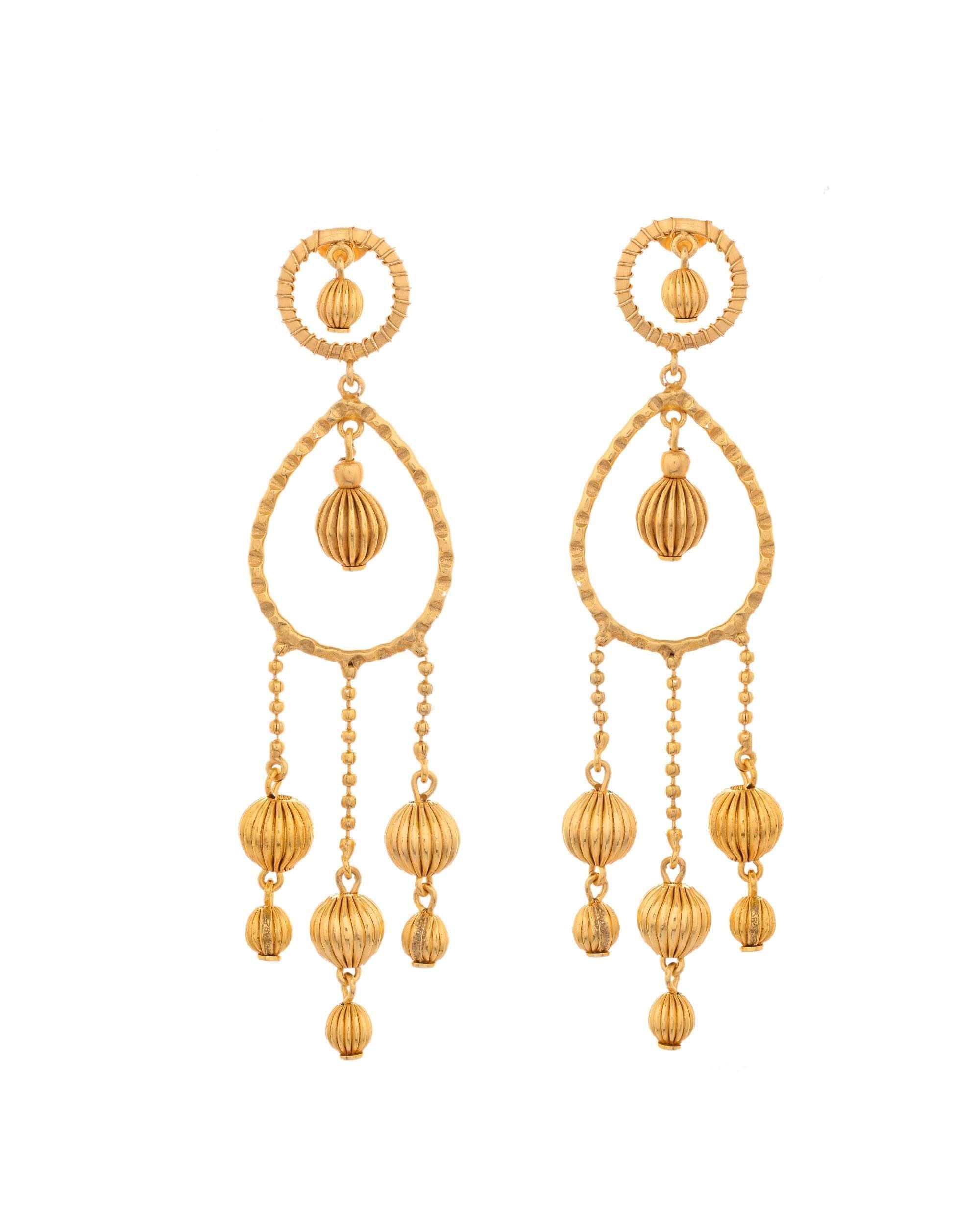 VOJ Gold Polished Elegant Anti Tarnish Big Drop Earrings - Distacart