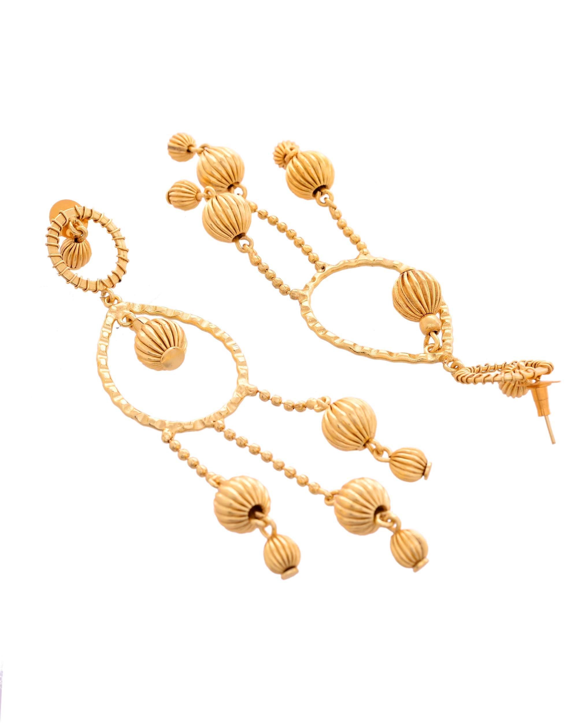 VOJ Gold Polished Elegant Anti Tarnish Big Drop Earrings - Distacart