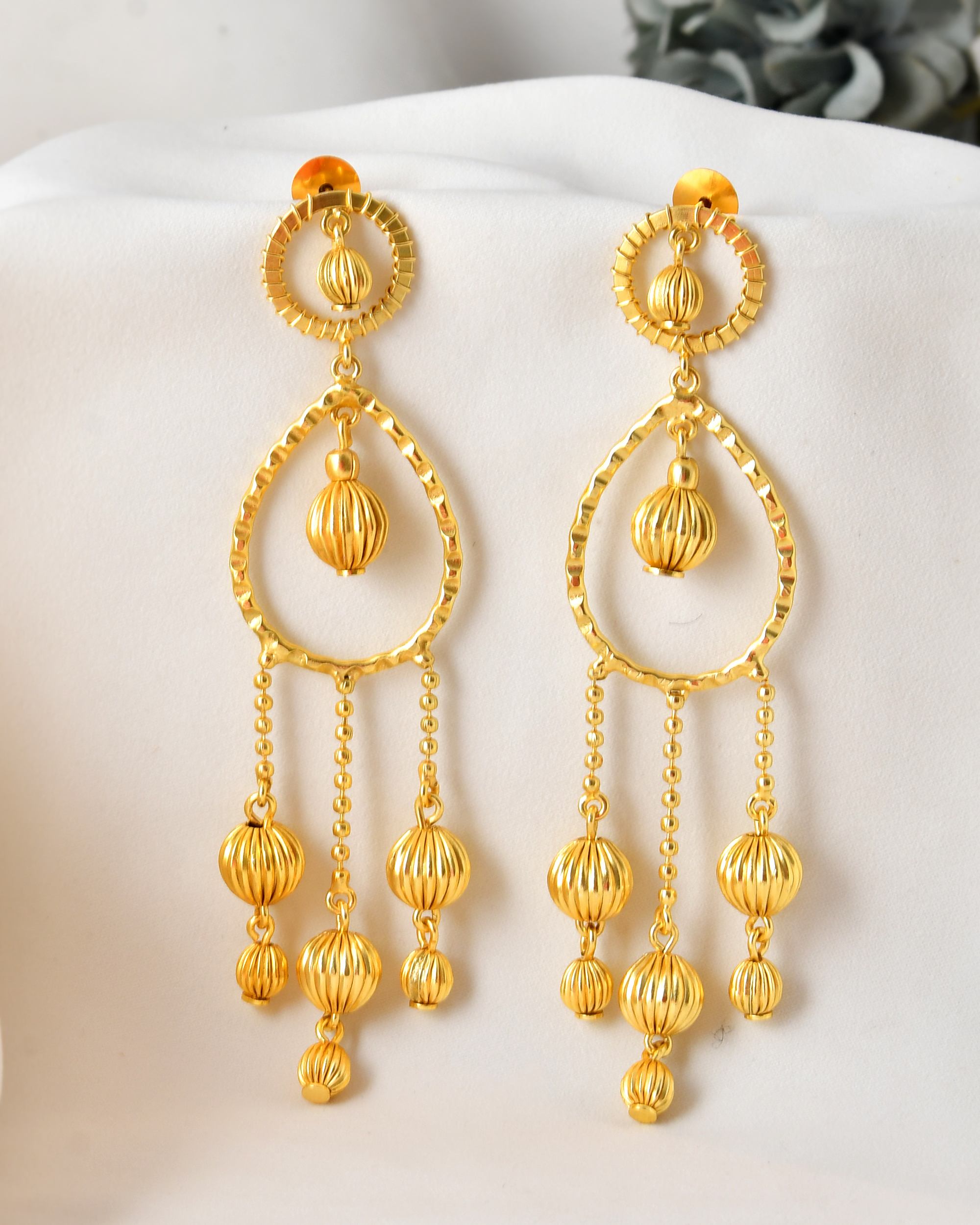 VOJ Gold Polished Elegant Anti Tarnish Big Drop Earrings - Distacart