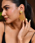 VOJ Gold Polished Hand Crafted Anti Tarnish Circular Earrings - Distacart