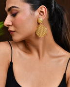VOJ Gold Polished Hand Crafted Anti Tarnish Circular Earrings - Distacart