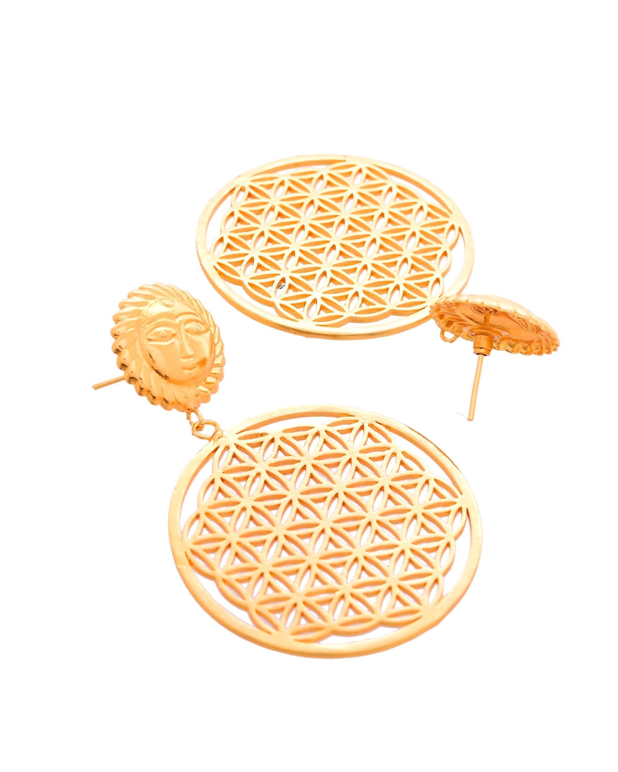VOJ Gold Polished Hand Crafted Anti Tarnish Circular Earrings - Distacart