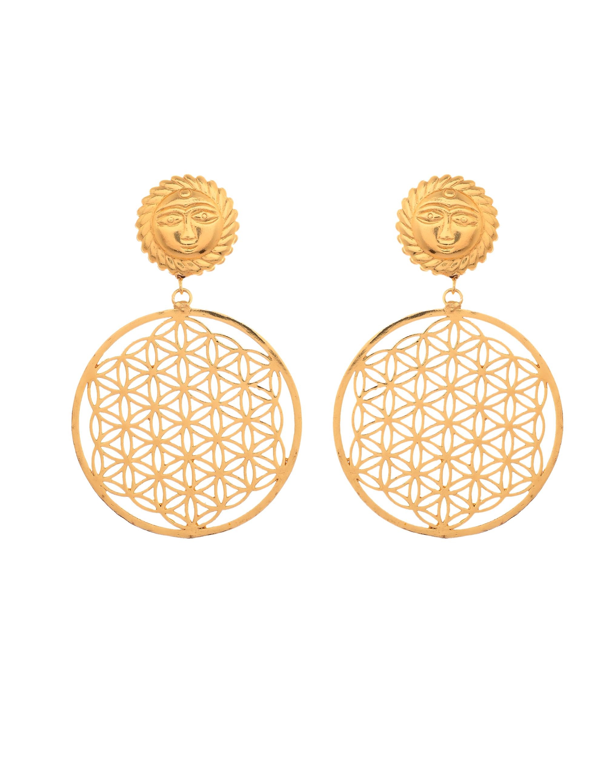 VOJ Gold Polished Hand Crafted Anti Tarnish Circular Earrings - Distacart