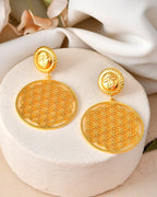 VOJ Gold Polished Hand Crafted Anti Tarnish Circular Earrings - Distacart