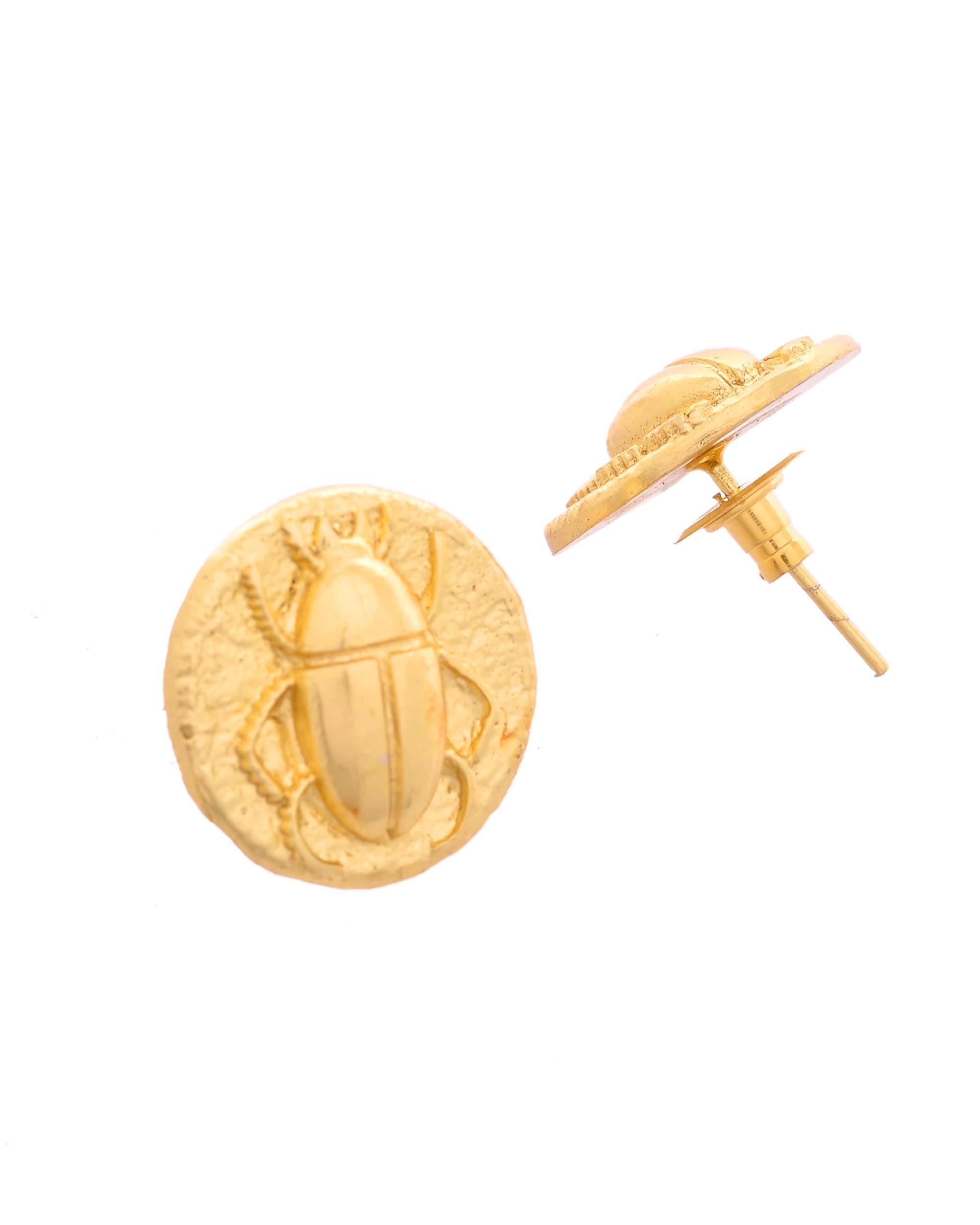 VOJ Gold Polished Designer Small Stud Earrings - Distacart