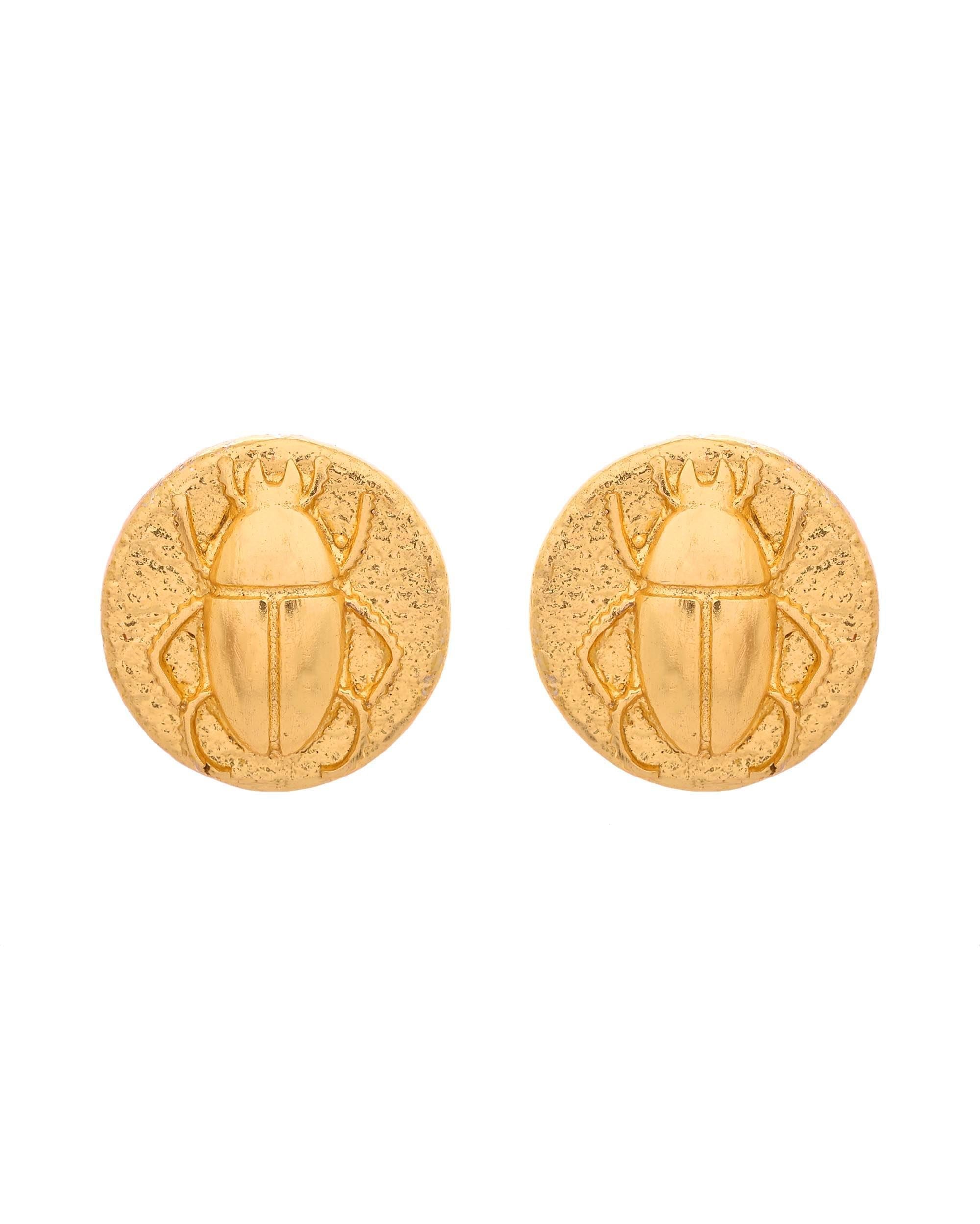 VOJ Gold Polished Designer Small Stud Earrings - Distacart