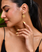 VOJ Gold Polished Anti Tarnish Flower Shaped Drop Earrings - Distacart
