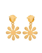VOJ Gold Polished Anti Tarnish Flower Shaped Drop Earrings - Distacart