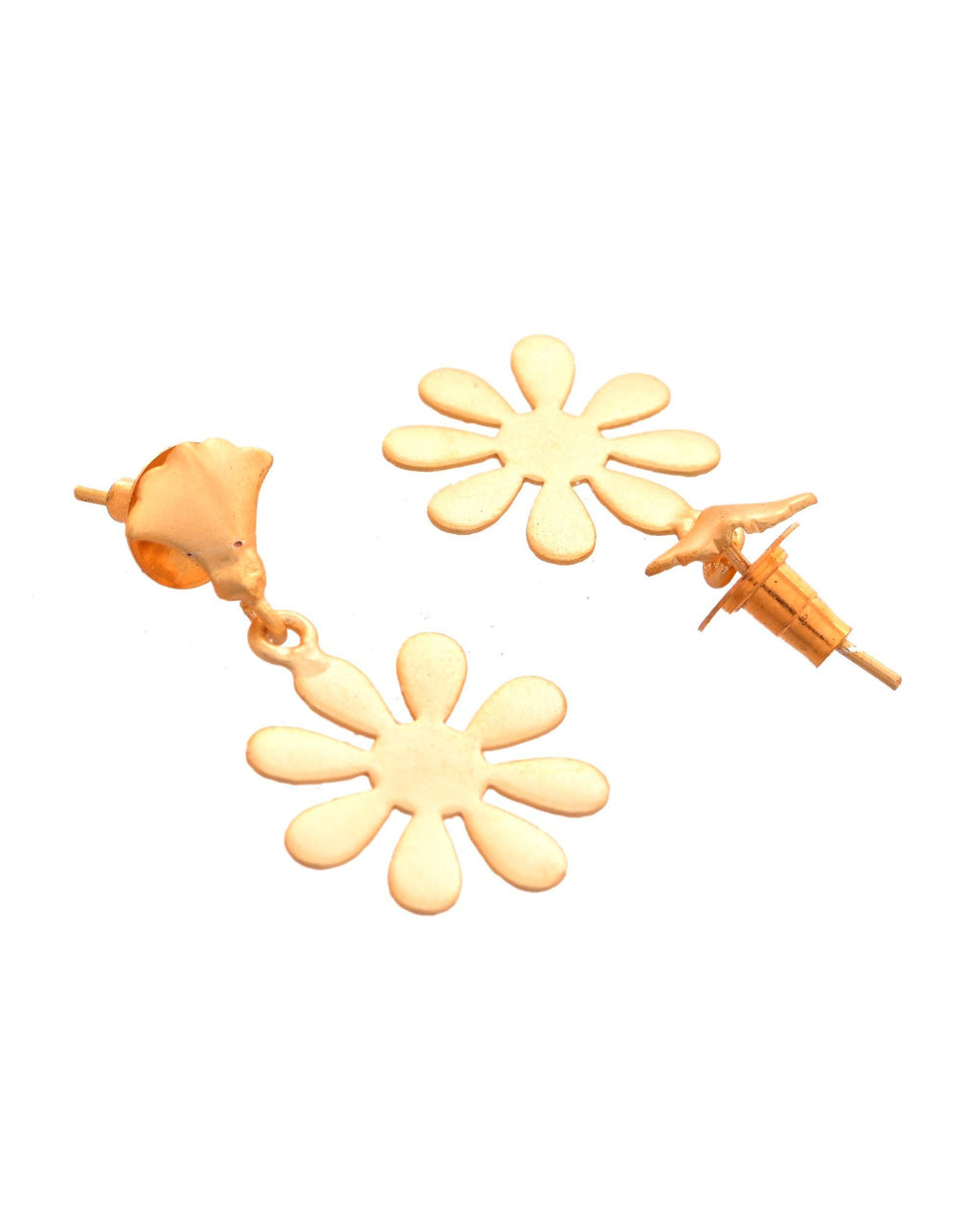 VOJ Gold Polished Anti Tarnish Flower Shaped Drop Earrings - Distacart