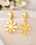 VOJ Gold Polished Anti Tarnish Flower Shaped Drop Earrings - Distacart