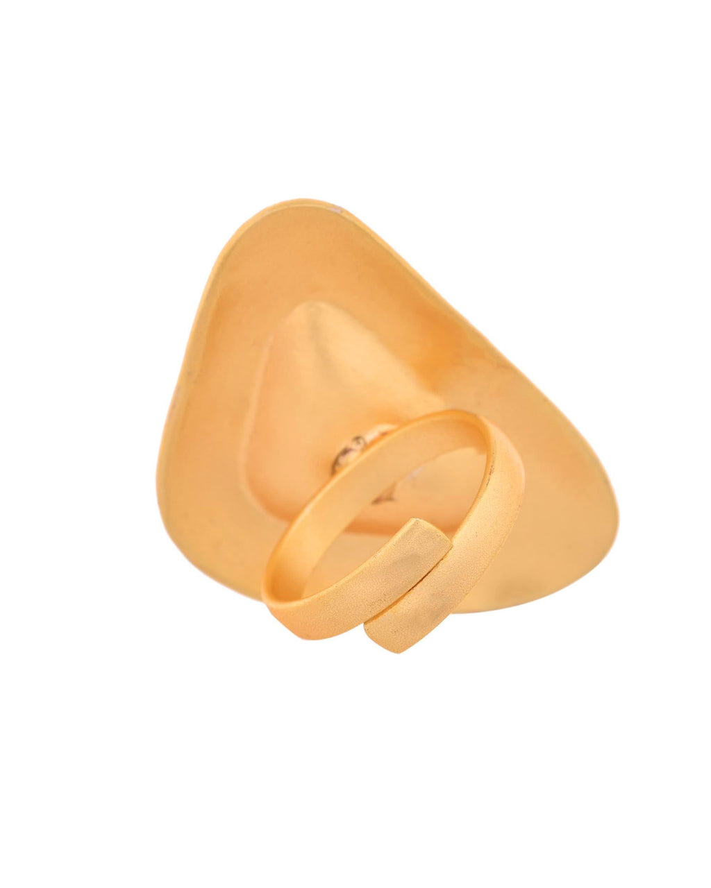 VOJ Gold Polished Geometric Shaped Big Ring