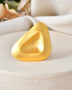 VOJ Gold Polished Geometric Shaped Big Ring