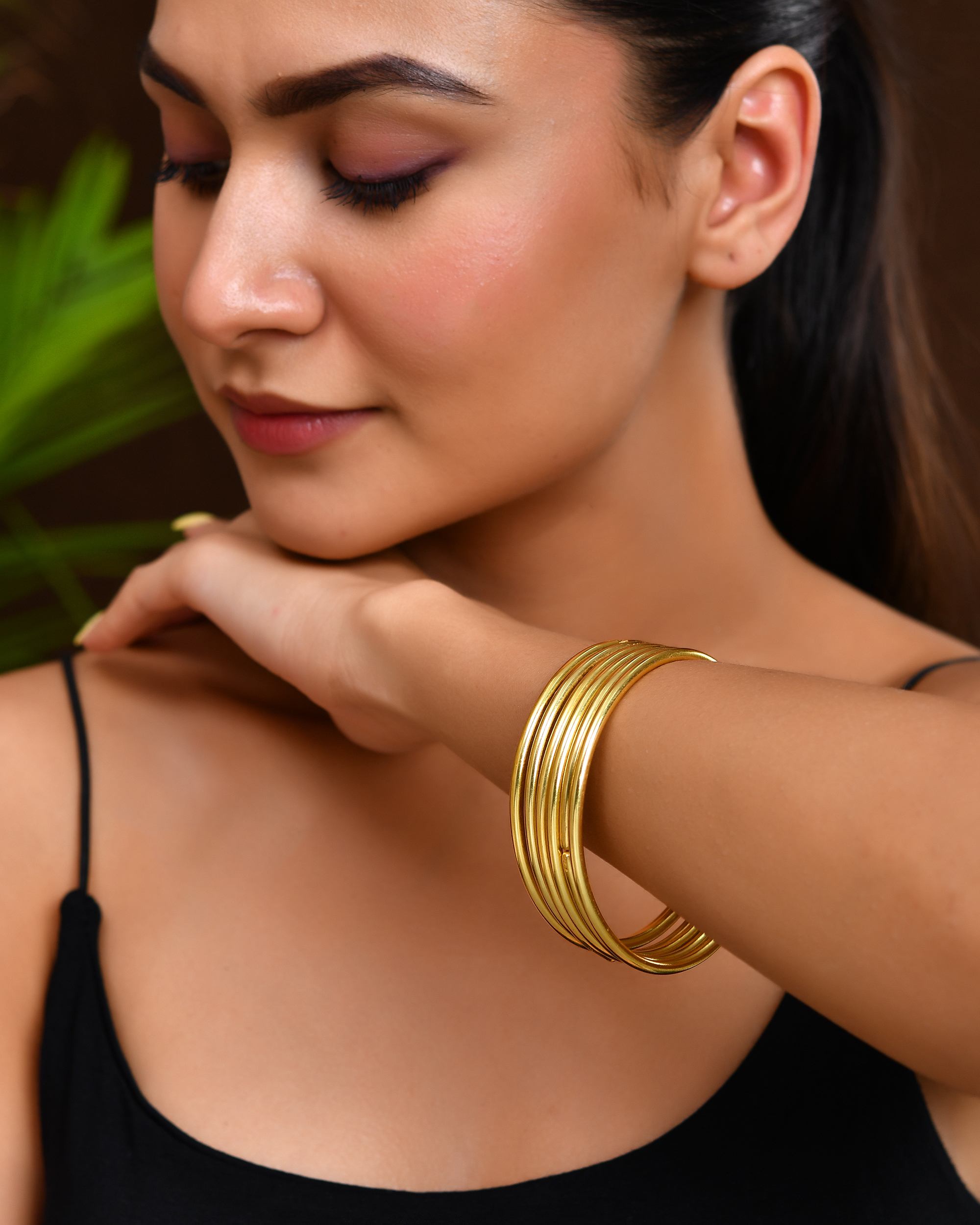 VOJ Set of 6, Gold Polished Anti Tarnish Bangles - Distacart