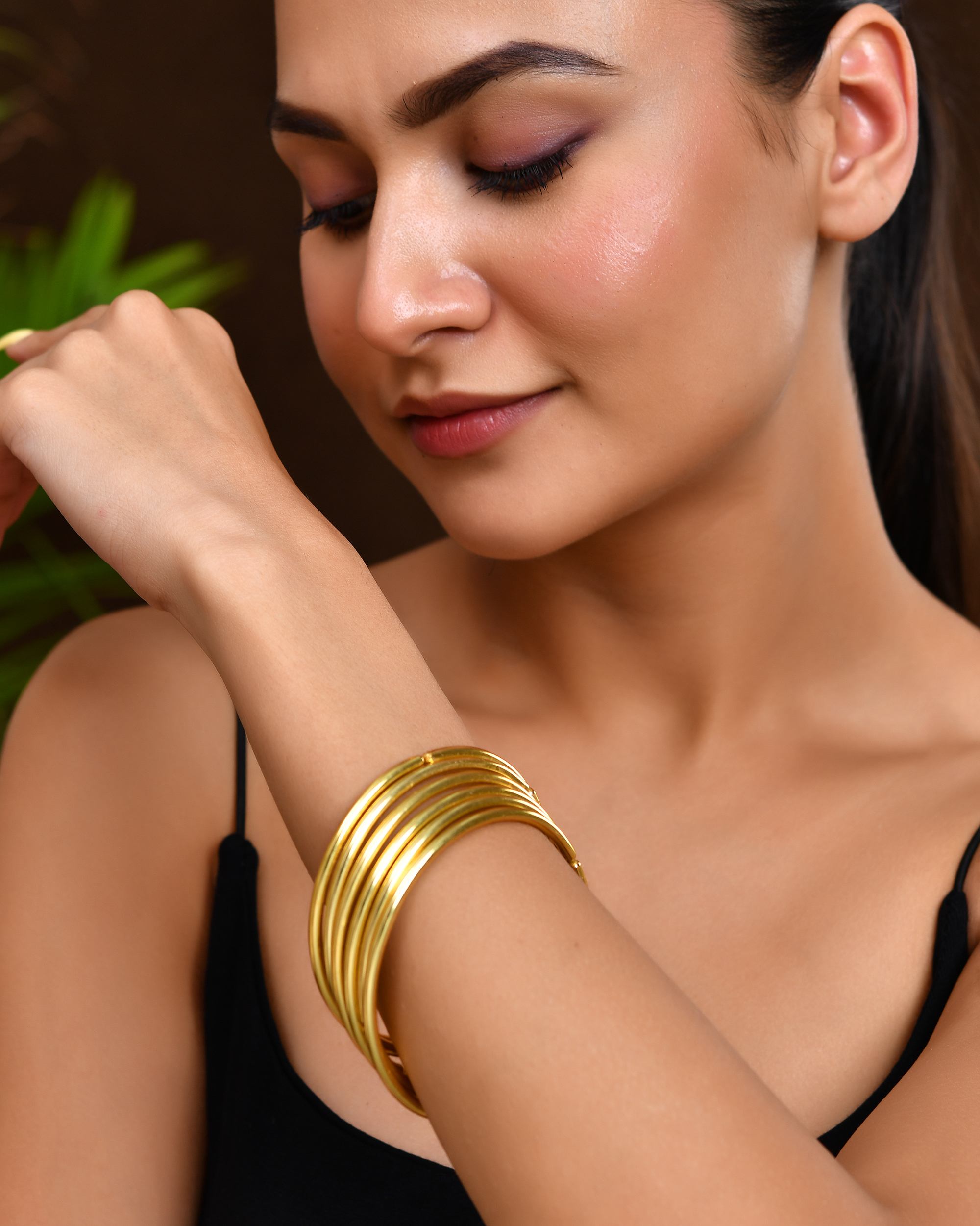 VOJ Set of 6, Gold Polished Anti Tarnish Bangles - Distacart
