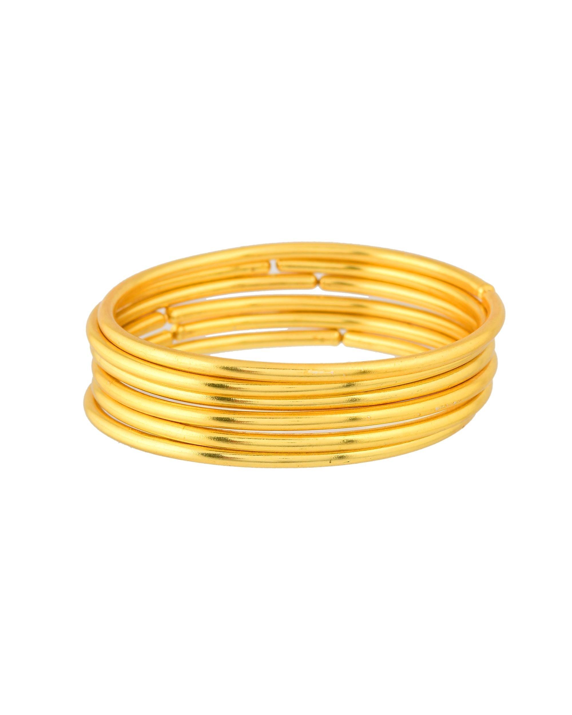 VOJ Set of 6, Gold Polished Anti Tarnish Bangles - Distacart