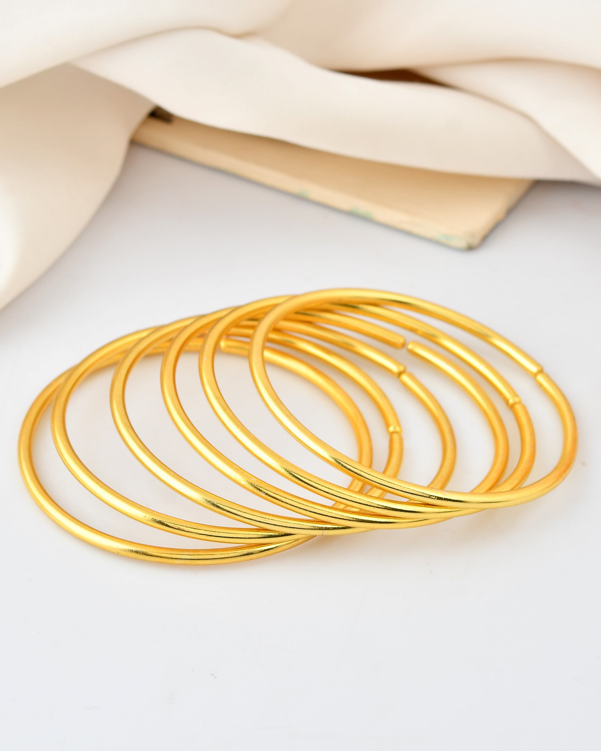 VOJ Set of 6, Gold Polished Anti Tarnish Bangles - Distacart