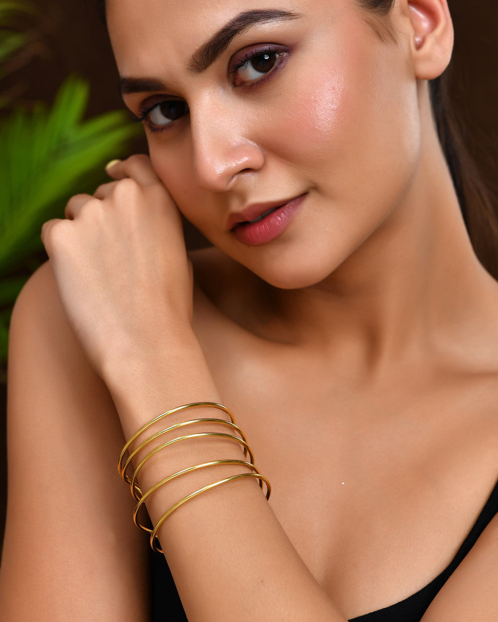 VOJ Gold Polished Elegant Anti Tarnish Multi Layer Bracelet - Distacart
